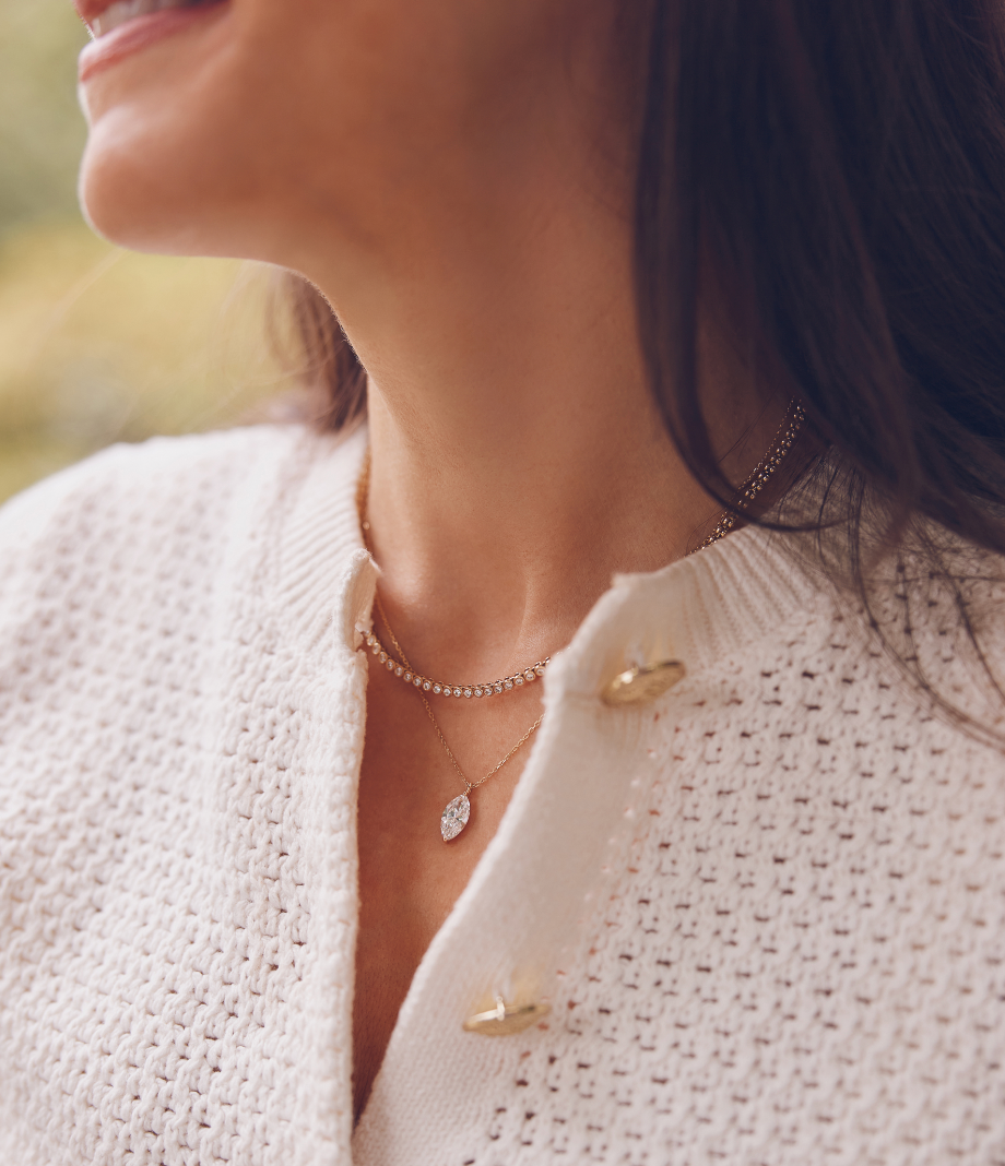 Solitaire Pear Diamond Cut Necklace