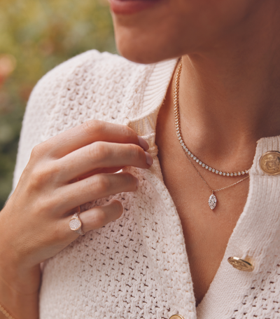 RIVIERA Bezel Set Diamant Tennis Halskette