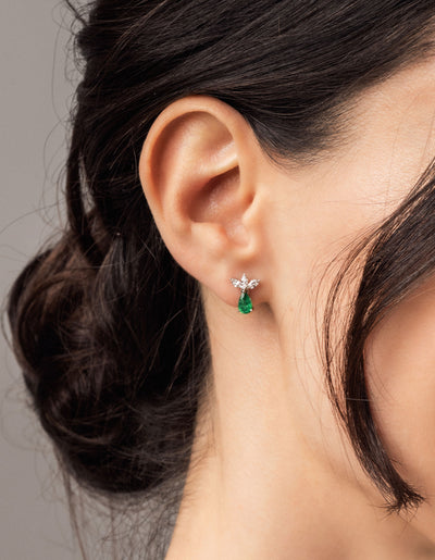 Cluster Elegance Emerald Pear Diamant Ohrstecker