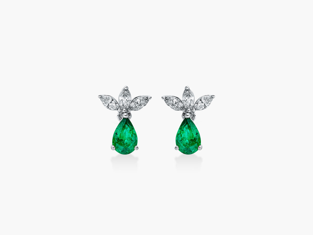 Cluster Elegance Emerald Pear Diamant Ohrstecker