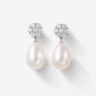 GRACE KELLY Diamant Perlen Tropfen Ohrring