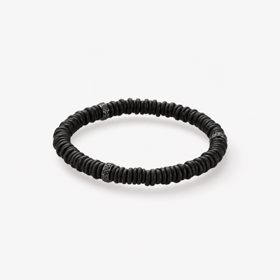 FLEX BLACK Armband schwarz rhodiniert mit drei Diamantelementen – Packshot