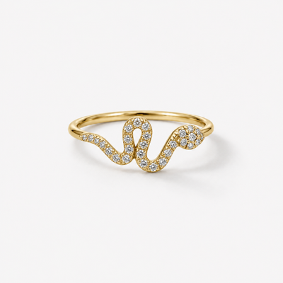 Baby Snake Diamant Ring – 18k Gelbgold