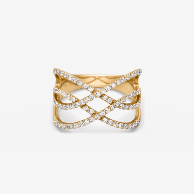 Ariel Wave Diamant Ring in 18k Gelbgold – Produktansicht