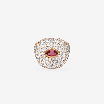 Château de Lumière Ruby Signet Pinky Ring in 18k Roségold – Produktansicht