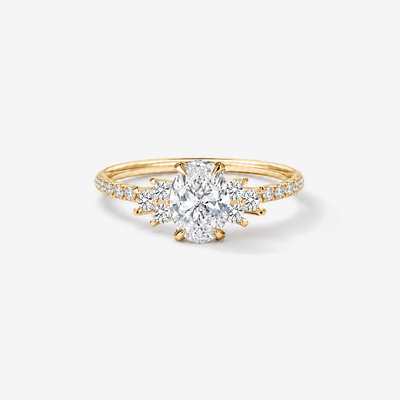 CINDERELLA Oval Pavé Verlobungsring in gelbgold – Frontansicht, repräsentative Darstellung