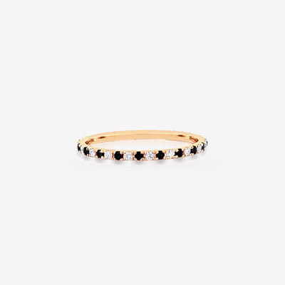 Diamond Dot Eternity Ring mit schwarzen und weissen Diamanten in 18k Gelbgold – Produktansicht