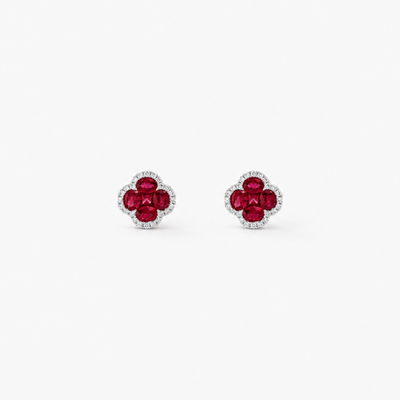 GISELLE LEGACY OF ELEGANCE Ohrstecker Classic – Rote Rubinen in 18k Weissgold, Paar in Frontansicht