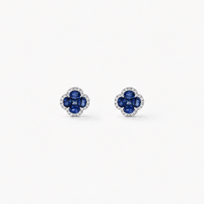 GISELLE LEGACY OF ELEGANCE Ohrstecker Classic – blaue Saphire in 18k Weissgold, Paar in Frontansicht