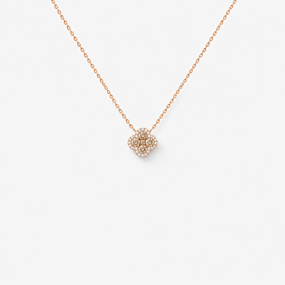 GISELLE Legacy of Elegance Halskette Petite mit beige Diamanten in 18k Roségold, Kleeblatt-Motiv