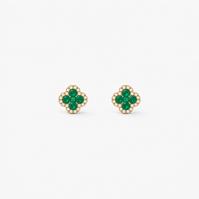 GISELLE Legacy of Elegance Ohrstecker Classic mit grüne Smaragde in 18k Gelbgold, Paar in Frontansicht