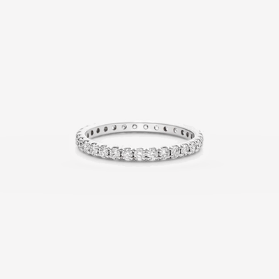 Light Eternity Diamant Pinky Ring in 18k Weissgold mit rundem Diamantbesatz – aufliegende repräsentative Produktansicht