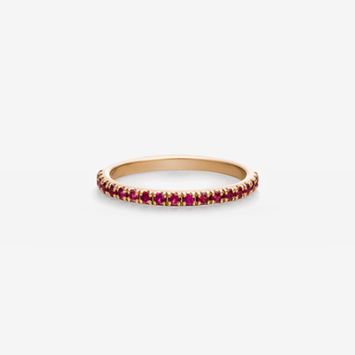 Light Eternity Pinky Ring - rote Rubinen in 18k Roségold – Produktansicht