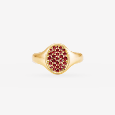 Petite Posh Signet Pinky Ring - Ruby Crown in 18k Gelbgold – Produktansicht
