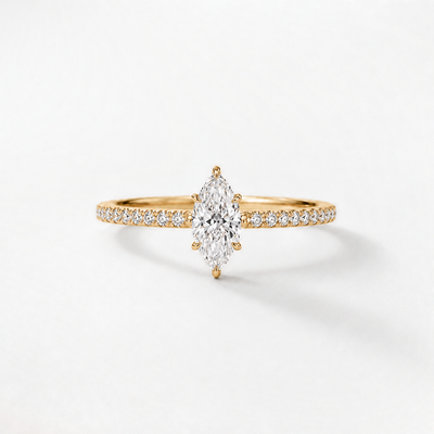 GISELLE PROMISE Marquise Pavé Verlobungsring mit 0.50ct natürlichem Diamanten in 18k Gelbgold