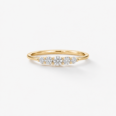 TIARA Verlobungsring in 18k Gelbgold mit fünf Brillanten – Frontansicht
